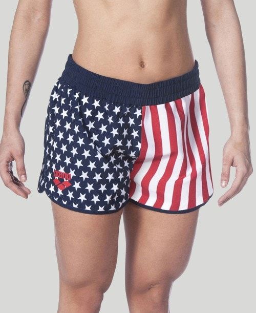 Pantaloncini Donna Arena Official Usa Swimming National Team Flag Print Short Colorate | 50148RTZH