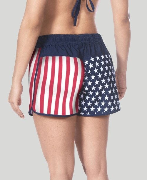 Pantaloncini Donna Arena Official Usa Swimming National Team Flag Print Short Colorate | 50148RTZH