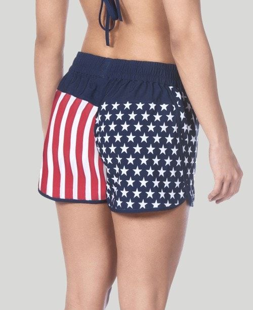 Pantaloncini Donna Arena Official Usa Swimming National Team Flag Print Short Colorate | 50148RTZH