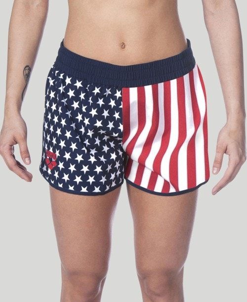 Pantaloncini Donna Arena Official Usa Swimming National Team Flag Print Short Colorate | 50148RTZH