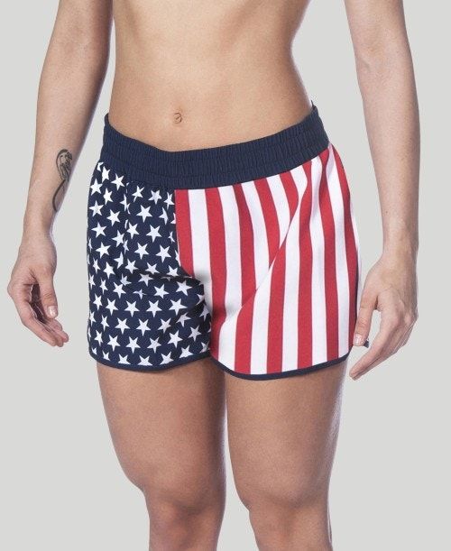 Pantaloncini Donna Arena Official Usa Swimming National Team Flag Print Short Colorate | 50148RTZH