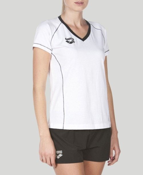 Pantaloncini Donna Arena Team Line Short Sleeve Tee Bianche | 36219GEBD