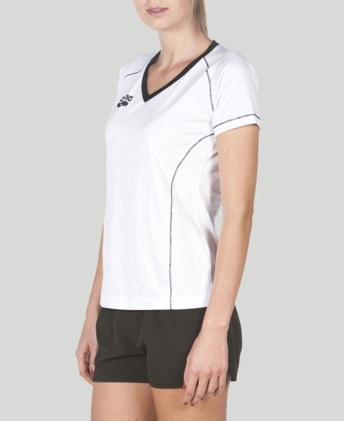 Pantaloncini Donna Arena Team Line Short Sleeve Tee Bianche | 36219GEBD