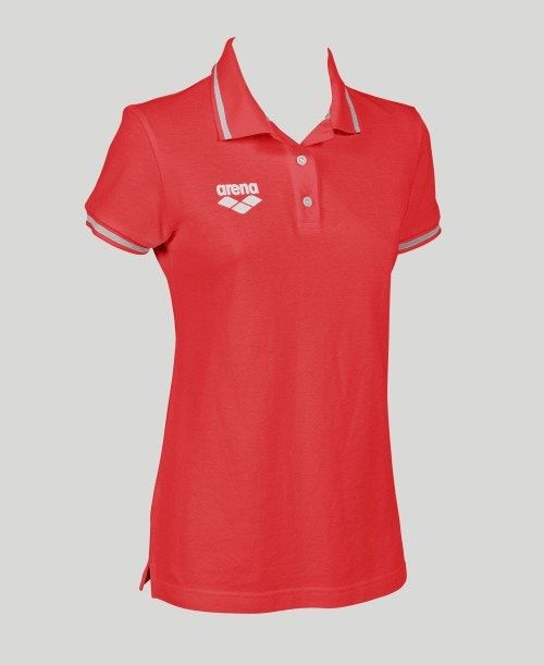 Pantaloncini Donna Arena Team Line Short Sleeve Polo Rosse | 70812TVEC