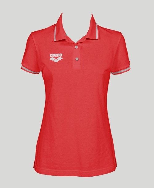 Pantaloncini Donna Arena Team Line Short Sleeve Polo Rosse | 70812TVEC