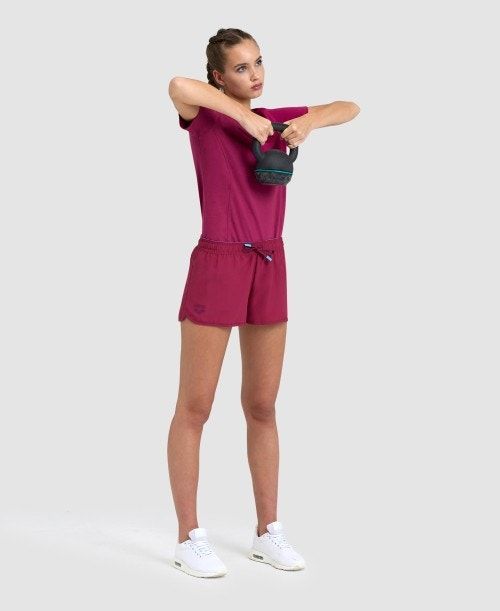 Pantaloncini Donna Arena Team Short Solid Rosse | 53609DUZV