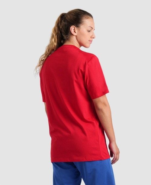 Pantaloncini Donna Arena Team T-shirt Panel Rosse | 42758CPBH