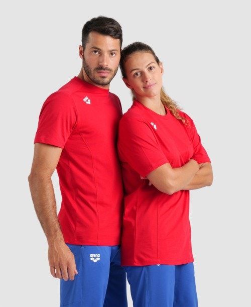 Pantaloncini Donna Arena Team T-shirt Panel Rosse | 42758CPBH