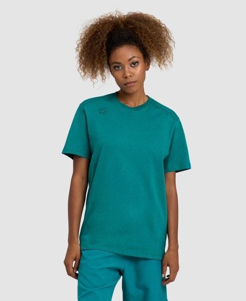 Pantaloncini Donna Arena Team T-shirt Panel Verdi | 93062LQVC