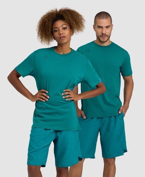 Pantaloncini Donna Arena Team T-shirt Panel Verdi | 93062LQVC