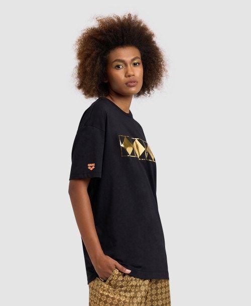 Pantaloncini Uomo Arena 50th Anniversary Gold T-shirt Nere | 51274DEJH