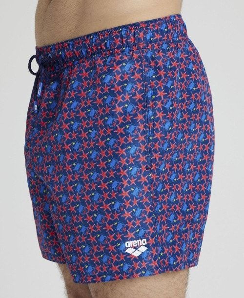 Pantaloncini Uomo Arena Allover Beach Short Blu Reale Colorate | 48319RWYF