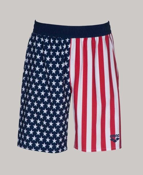 Pantaloncini Uomo Arena Official Usa Swimming National Team Flag Print Bermuda Short Colorate | 84139NBYZ