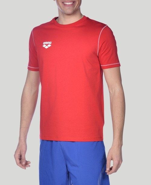 Pantaloncini Uomo Arena Team Line Short Sleeve Tee Rosse | 17286SVRN