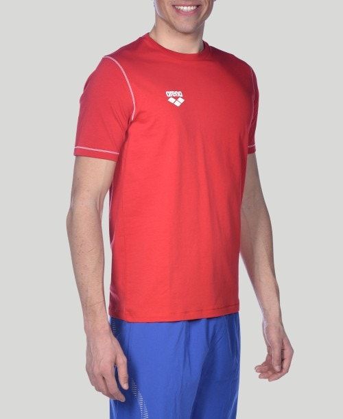 Pantaloncini Uomo Arena Team Line Short Sleeve Tee Rosse | 17286SVRN