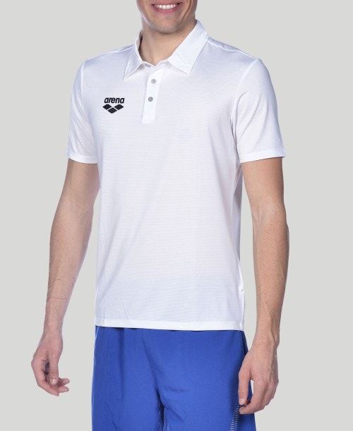 Pantaloncini Uomo Arena Team Line Tech Short Sleeve Polo Bianche | 28914OZSA