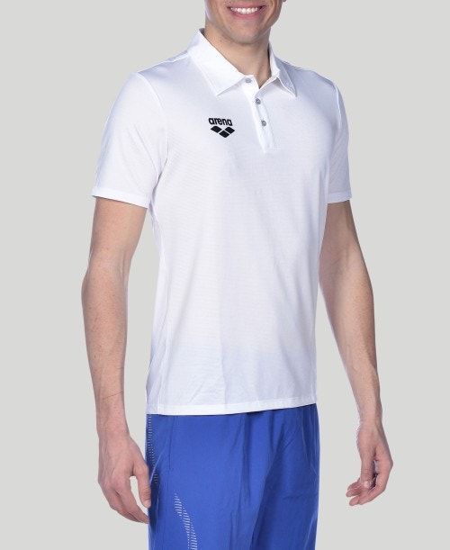 Pantaloncini Uomo Arena Team Line Tech Short Sleeve Polo Bianche | 28914OZSA