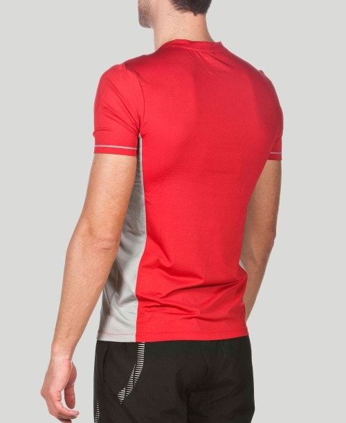 Pantaloncini Uomo Arena Team Line Tech Short Sleeve Tee Rosse | 76031DYSN