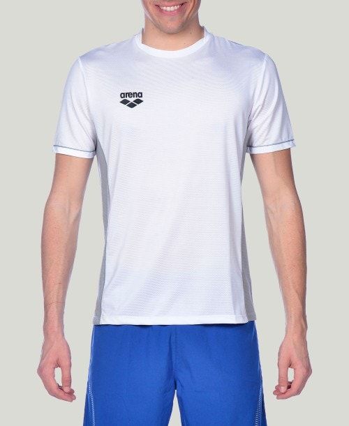 Pantaloncini Uomo Arena Team Line Tech Short Sleeve Tee Bianche | 67834JBEO