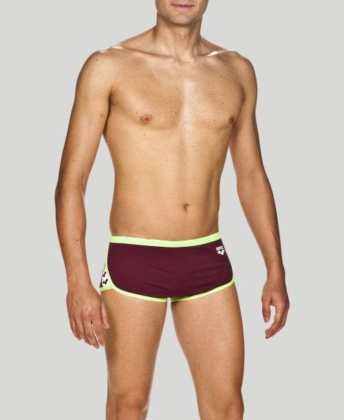 Pantaloncini Uomo Arena Team Stripe Square Short - Maxlife Rosse Bordeaux Verdi | 35760XBOW