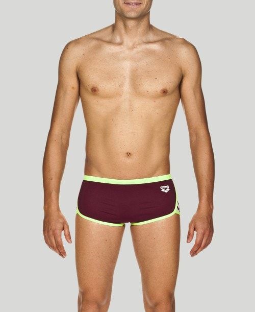 Pantaloncini Uomo Arena Team Stripe Square Short - Maxlife Rosse Bordeaux Verdi | 35760XBOW