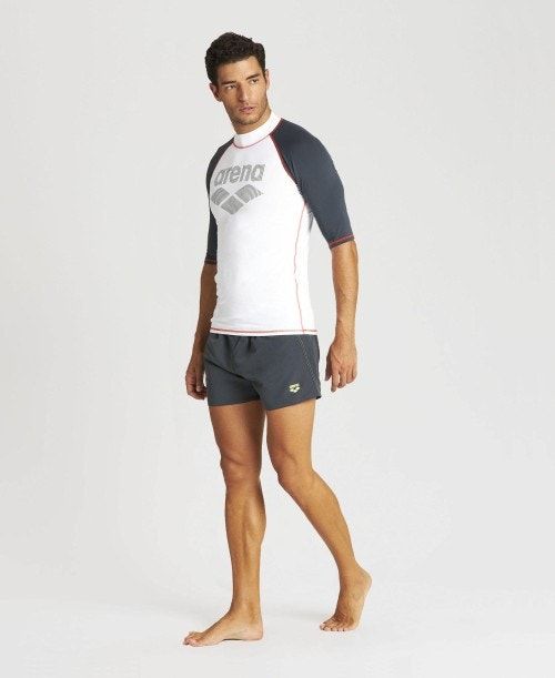 Pantaloncini Uomo Arena T-shirt Rash Guard Bianche Grigie | 45132ARVK