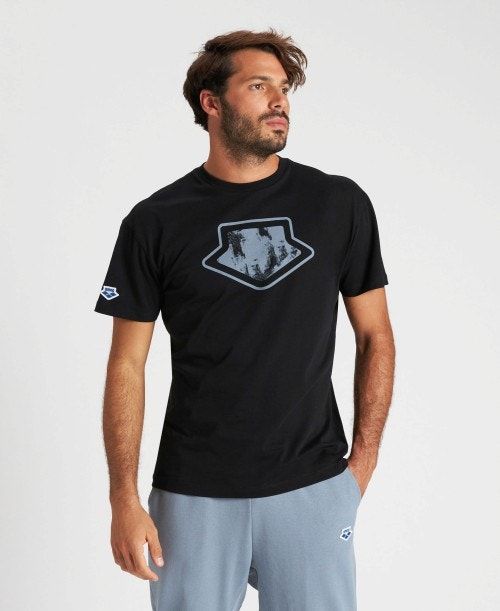 Pantaloncini Uomo Arena Uni T-shirt Nere | 86102BZES