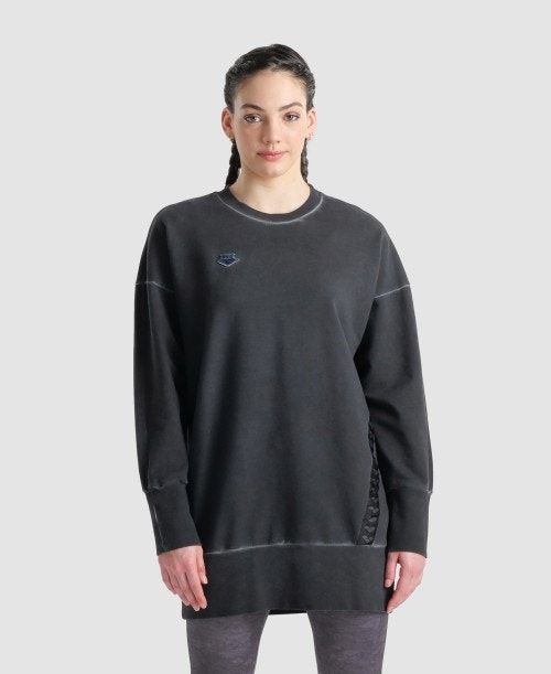 Pullover Donna Arena Icons Oversized Crewneck Nere Bianche | 26035UCID