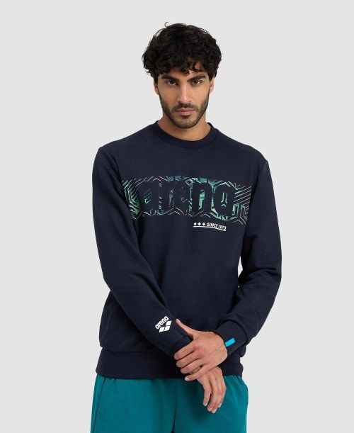 Pullover Donna Arena Logo Crewneck Blu Marino Blu Marino | 37580PFVX