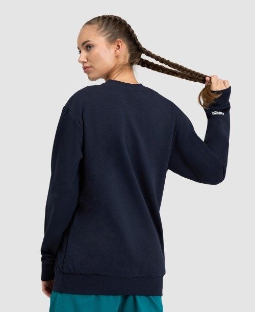 Pullover Donna Arena Logo Crewneck Blu Marino Blu Marino | 37580PFVX