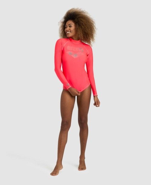 Pullover Donna Arena Long Sleeve Rash Guard Rosse | 52397CYGE