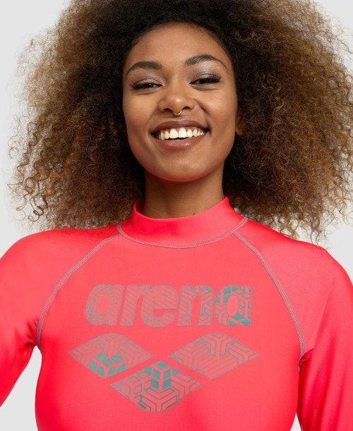 Pullover Donna Arena Long Sleeve Rash Guard Rosse | 52397CYGE