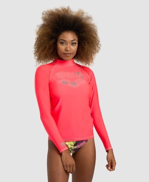 Pullover Donna Arena Long Sleeve Rash Guard Rosse | 52397CYGE