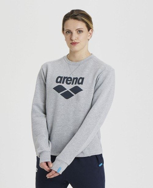 Pullover Uomo Arena Logo Crewneck Grigie | 81205DUTM