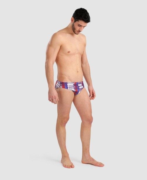 Slip Uomo Arena Allover Brief Rosse Colorate | 92053IPEO