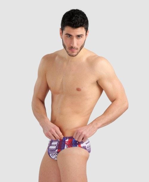 Slip Uomo Arena Allover Brief Rosse Colorate | 92053IPEO