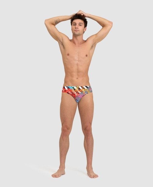 Slip Uomo Arena Crazy Brief Nere Bianche Colorate | 34561MSLP