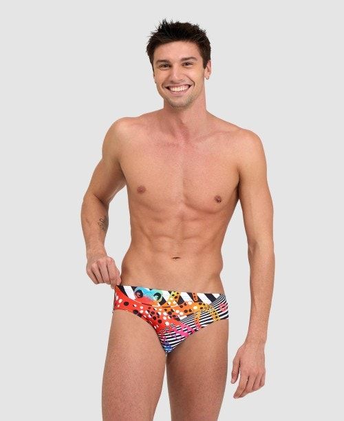 Slip Uomo Arena Crazy Brief Nere Bianche Colorate | 34561MSLP