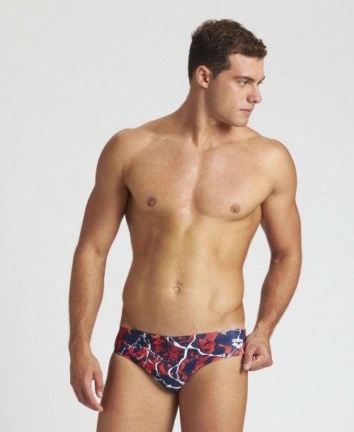 Slip Uomo Arena Earth Texture Brief Blu Marino Rosse Colorate | 51439HQIZ