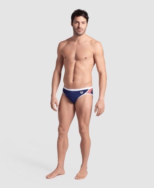 Slip Uomo Arena Icons Brief Blu Marino Bianche Rosse Colorate | 15638WYVA