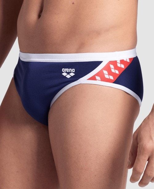 Slip Uomo Arena Icons Brief Blu Marino Bianche Rosse Colorate | 15638WYVA