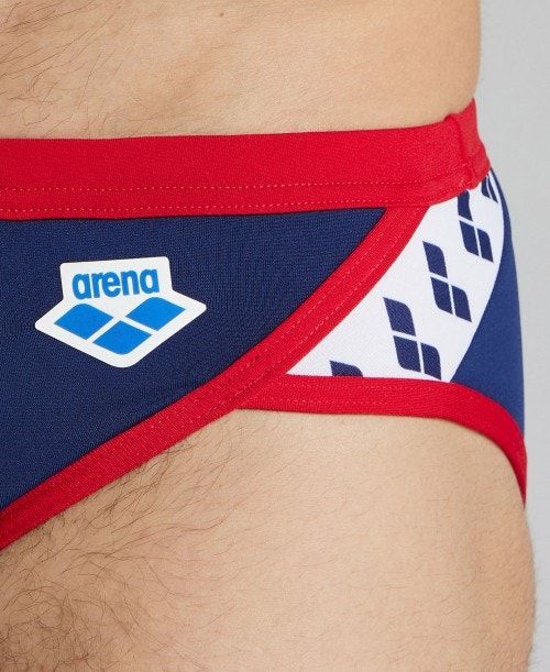 Slip Uomo Arena Icons Brief Blu Marino Rosse | 60541UOKV