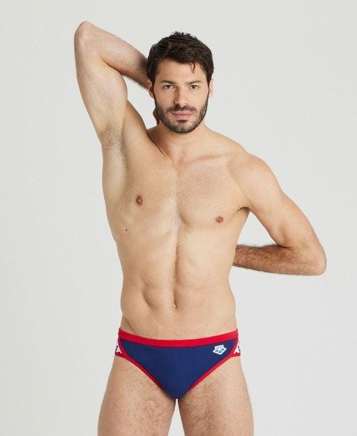 Slip Uomo Arena Icons Brief Blu Marino Rosse | 60541UOKV