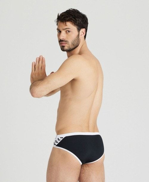 Slip Uomo Arena Icons Brief Nere Bianche | 60378ZAFP