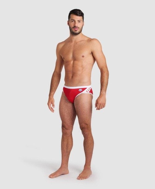 Slip Uomo Arena Icons Brief Rosse Bianche | 43609YTCF