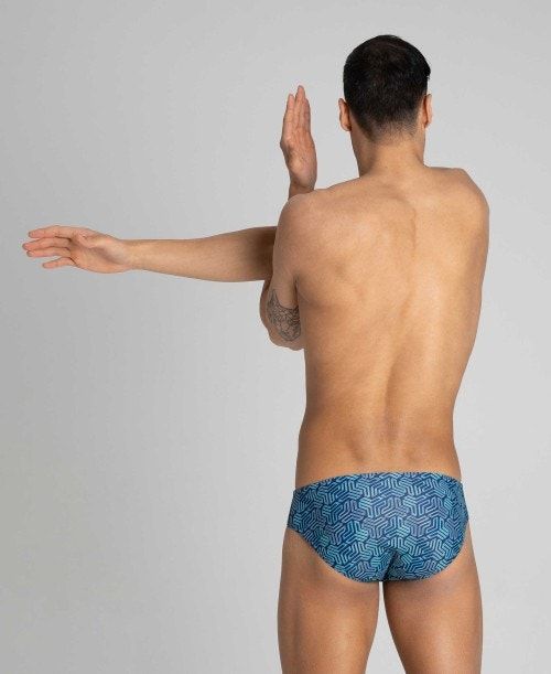 Slip Uomo Arena Kikko Brief Blu Marino Colorate Verdi | 40859QIJT