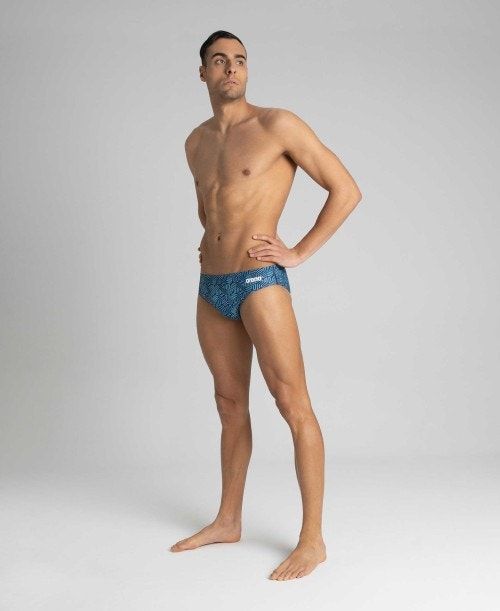 Slip Uomo Arena Kikko Brief Blu Marino Colorate Verdi | 40859QIJT