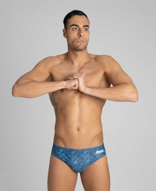 Slip Uomo Arena Kikko Brief Blu Marino Colorate Verdi | 40859QIJT