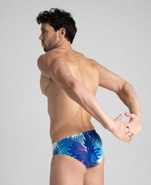 Slip Uomo Arena Palm Print Brief Blu Marino Colorate | 20845HLYU