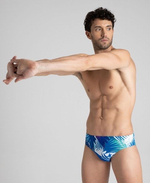 Slip Uomo Arena Palm Print Brief Blu Marino Colorate | 20845HLYU